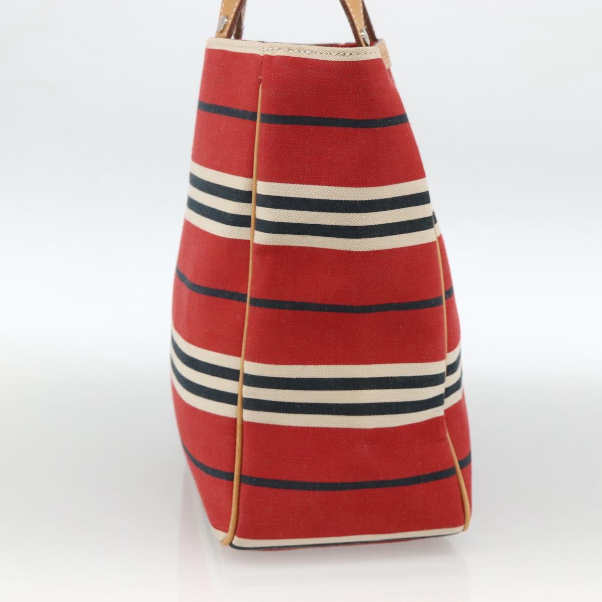 BURBERRY Nova Check Blue Label Hand Bag Canvas Beige Red Auth 174197