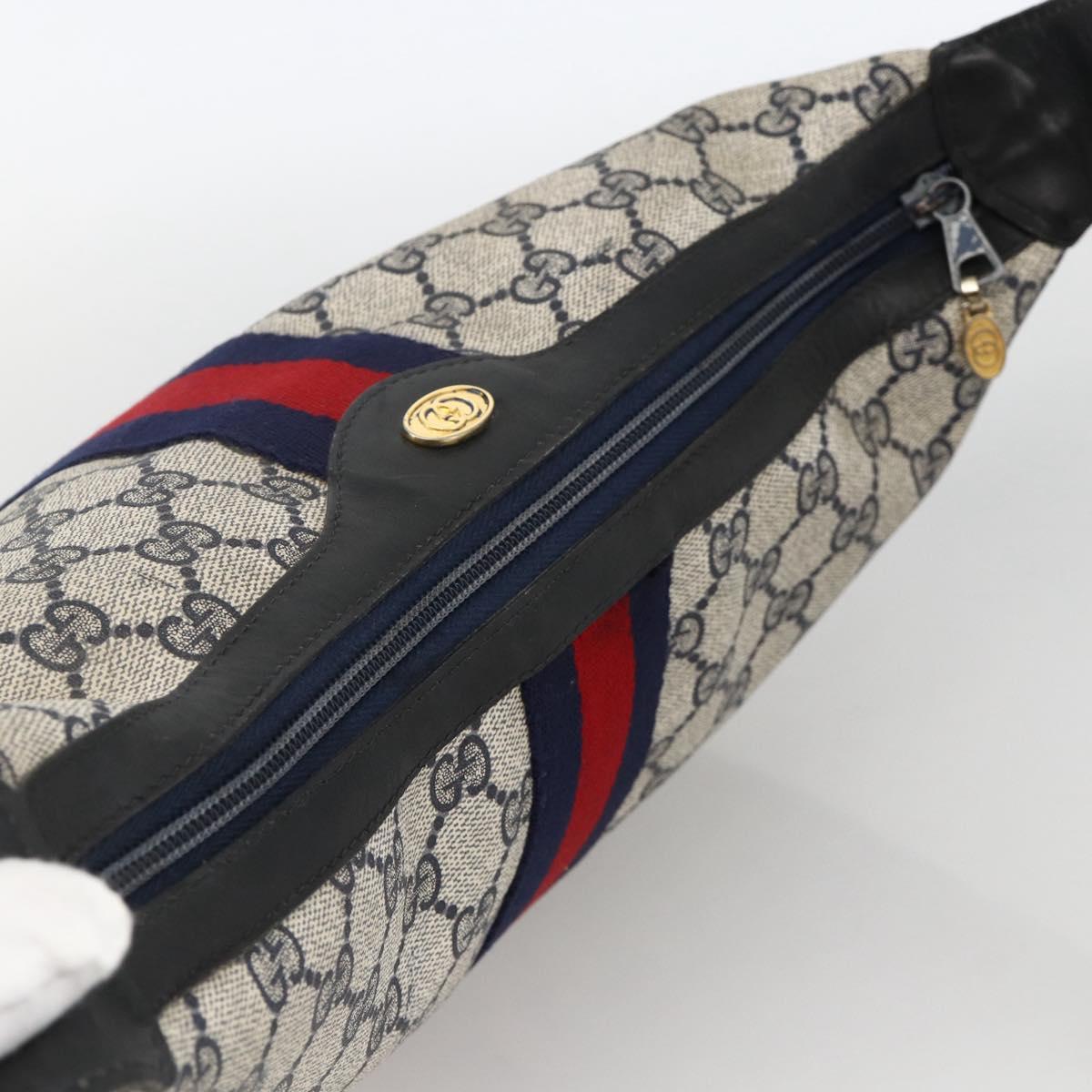 GUCCI GG Supreme Sherry Line Shoulder Bag PVC Navy Gold Auth 174198A