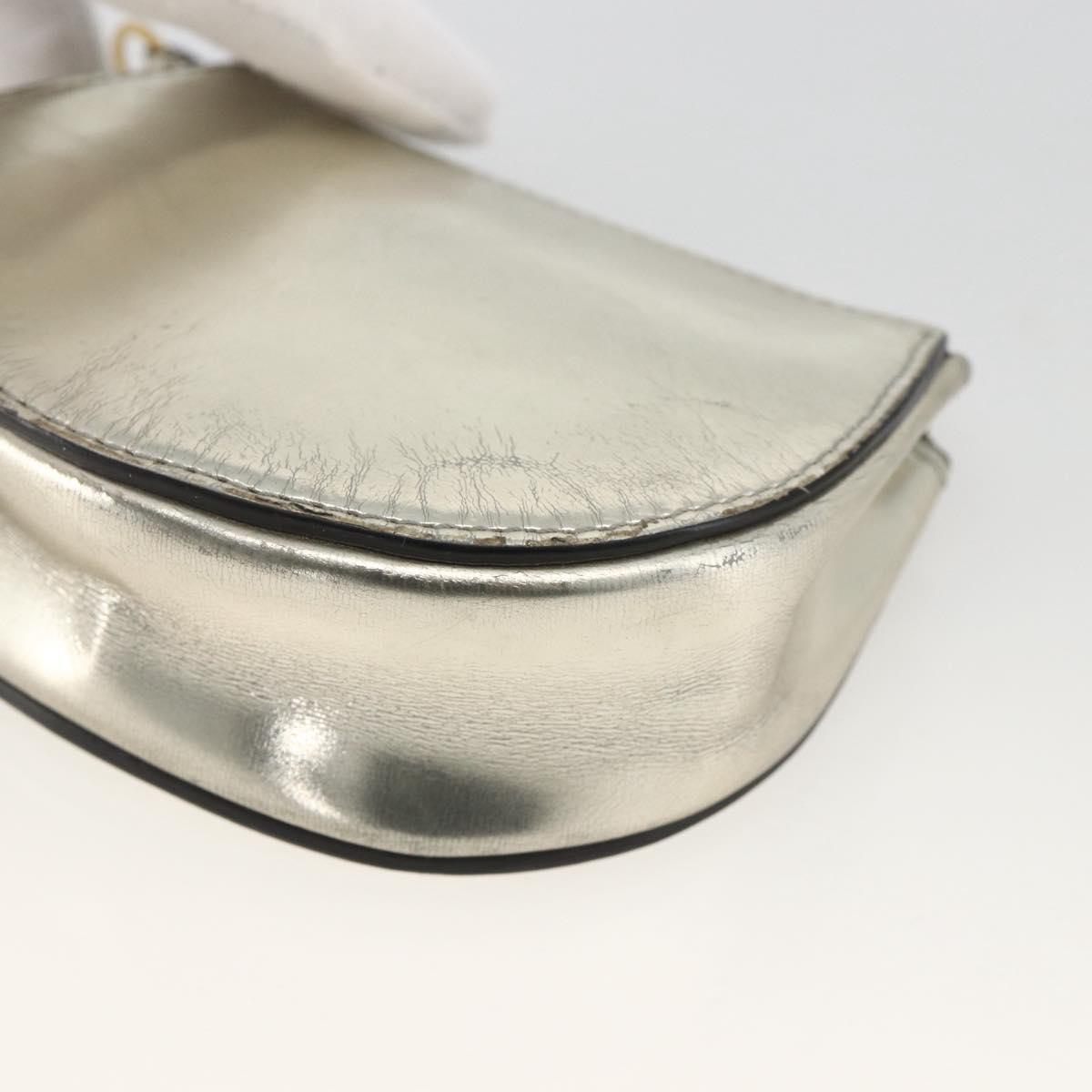 Chloe Pouch Leather Silver Gold Auth 174214A