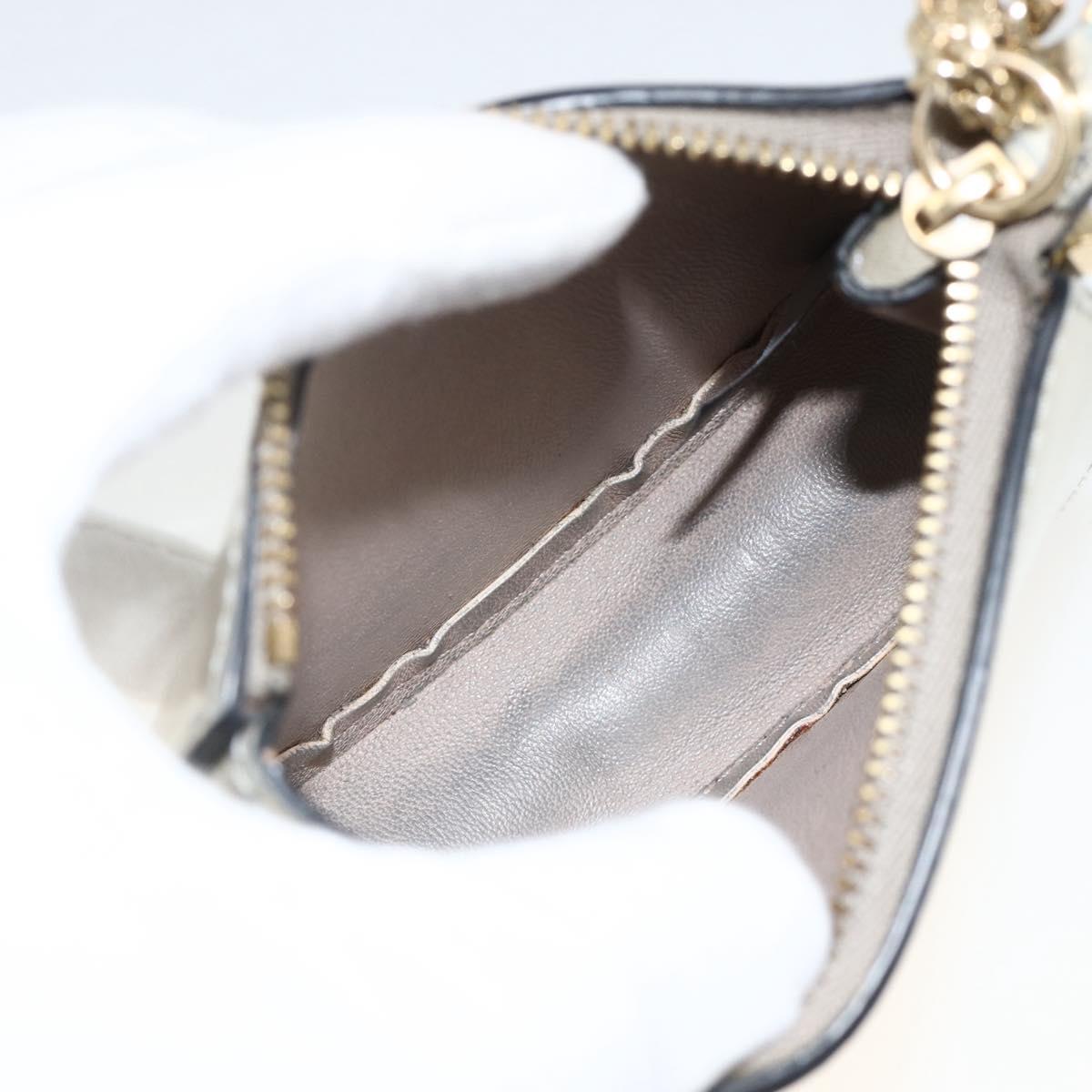 Chloe Pouch Leather Silver Gold Auth 174214A