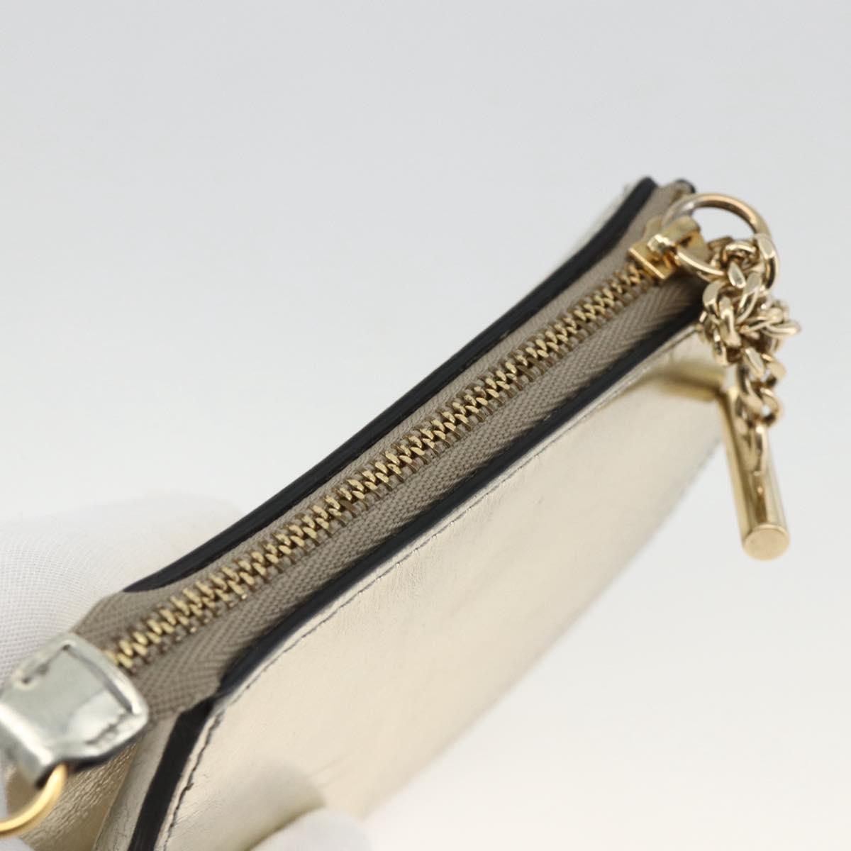 Chloe Pouch Leather Silver Gold Auth 174214A