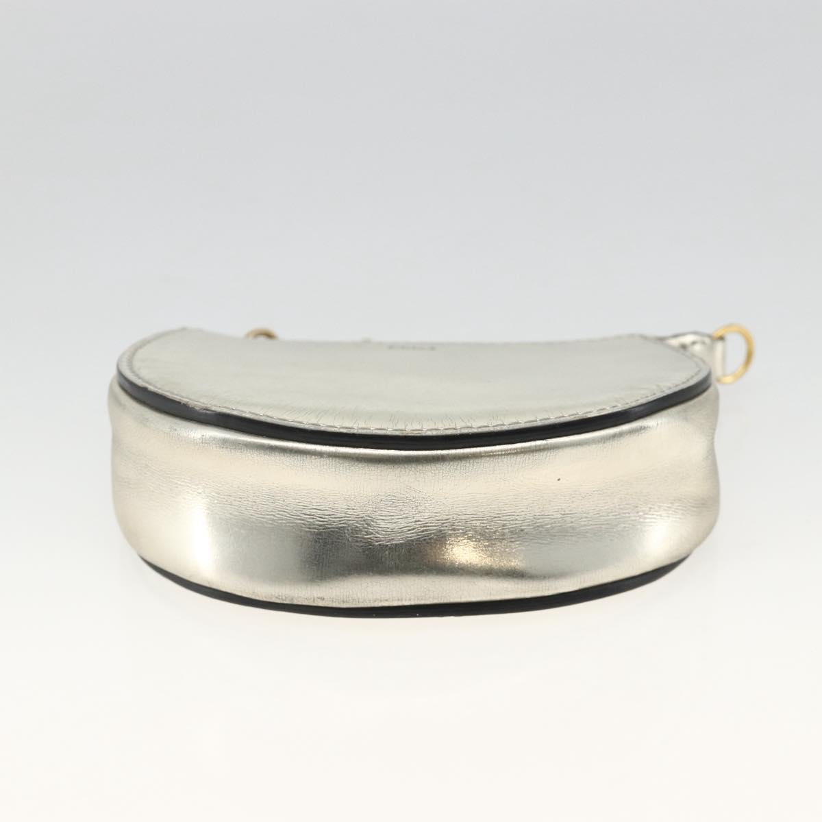Chloe Pouch Leather Silver Gold Auth 174214A