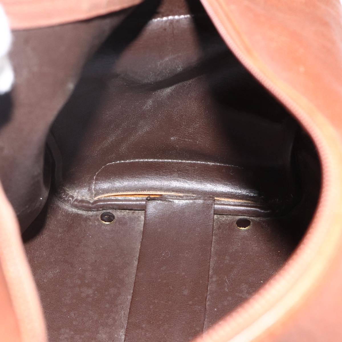 Christian Dior Shoulder Bag Leather Brown Gold Auth 174305A