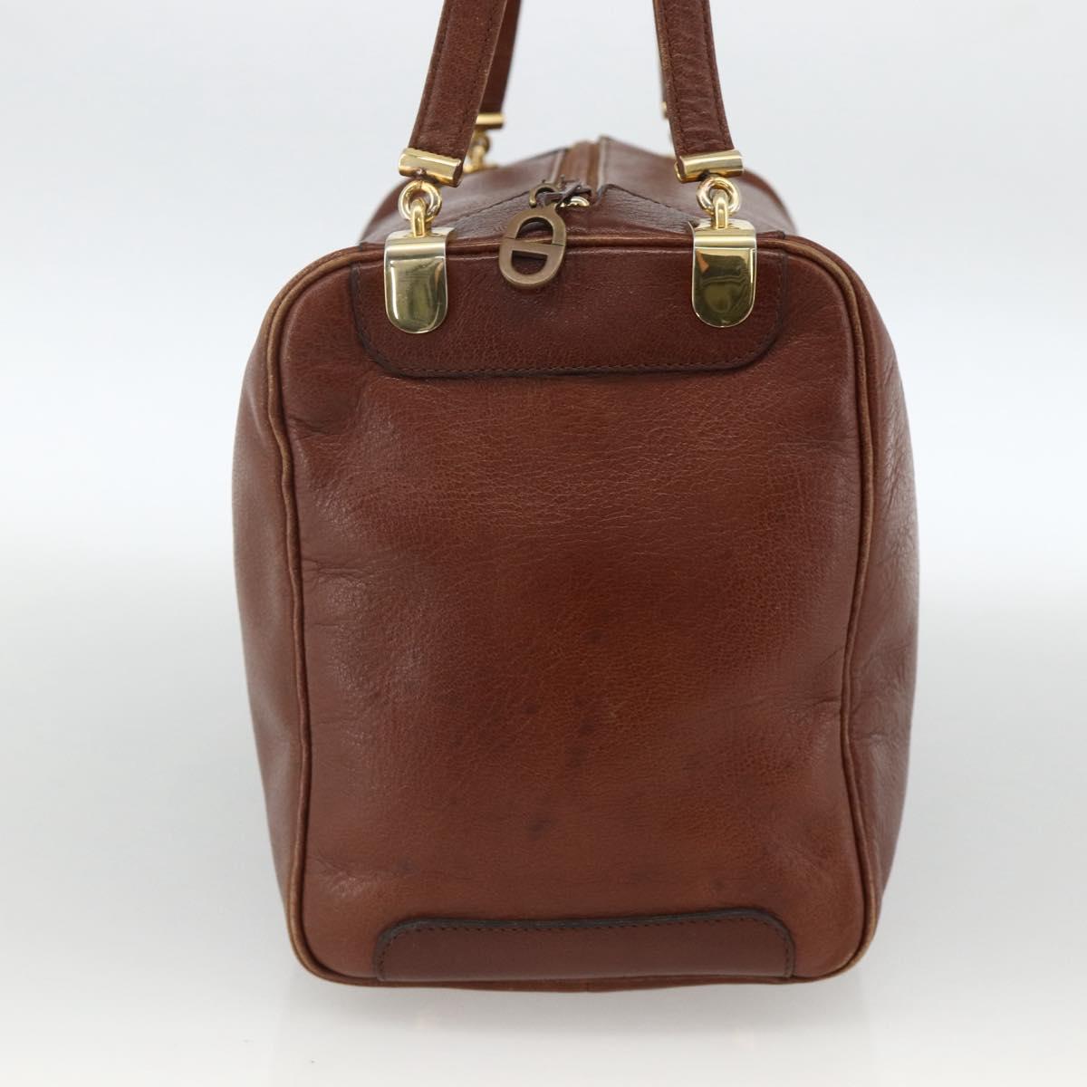 Christian Dior Shoulder Bag Leather Brown Gold Auth 174305A