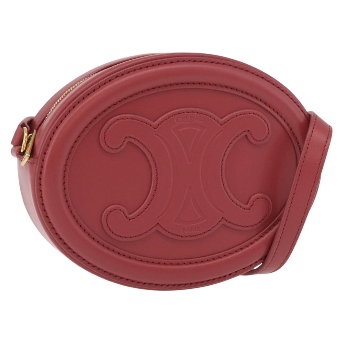 CELINE Macadam Canvas Oval Purse Cuir Triomphe Bag Leather Pink Auth 174308SAM