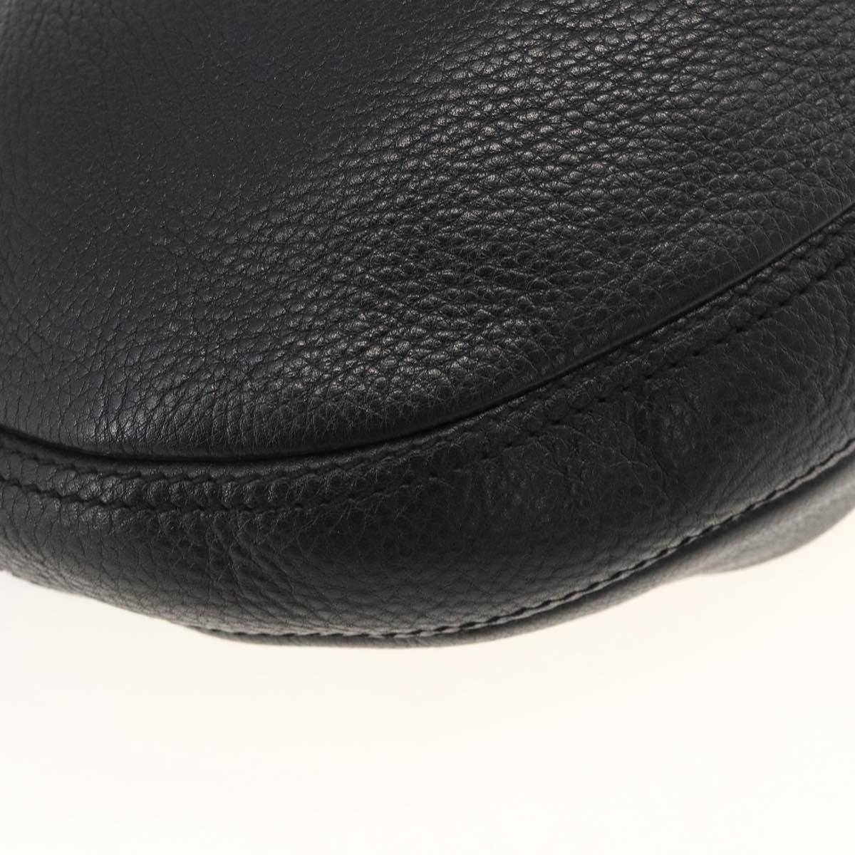 BURBERRY Shoulder Bag Leather Black Gold Auth 174317A