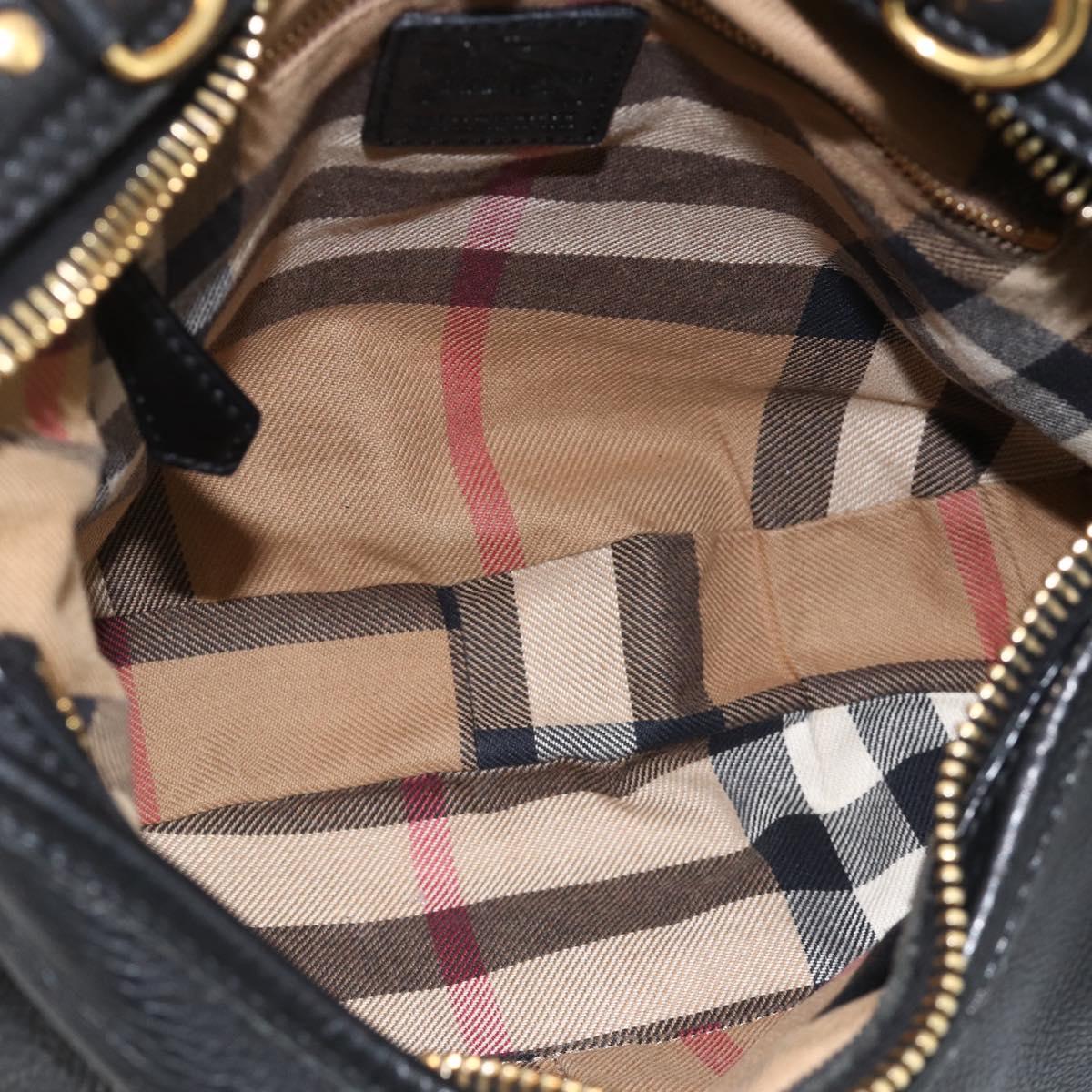 BURBERRY Shoulder Bag Leather Black Gold Auth 174317A