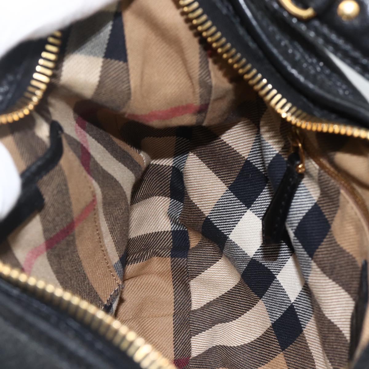 BURBERRY Shoulder Bag Leather Black Gold Auth 174317A