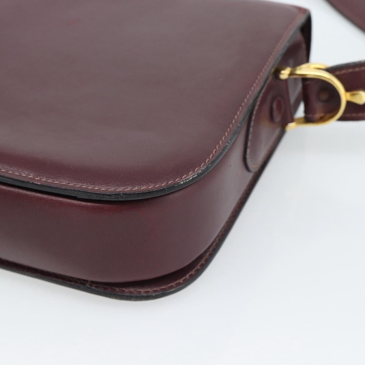 CELINE Horse Carriage Shoulder Bag Leather Bordeaux Gold Auth 174318A