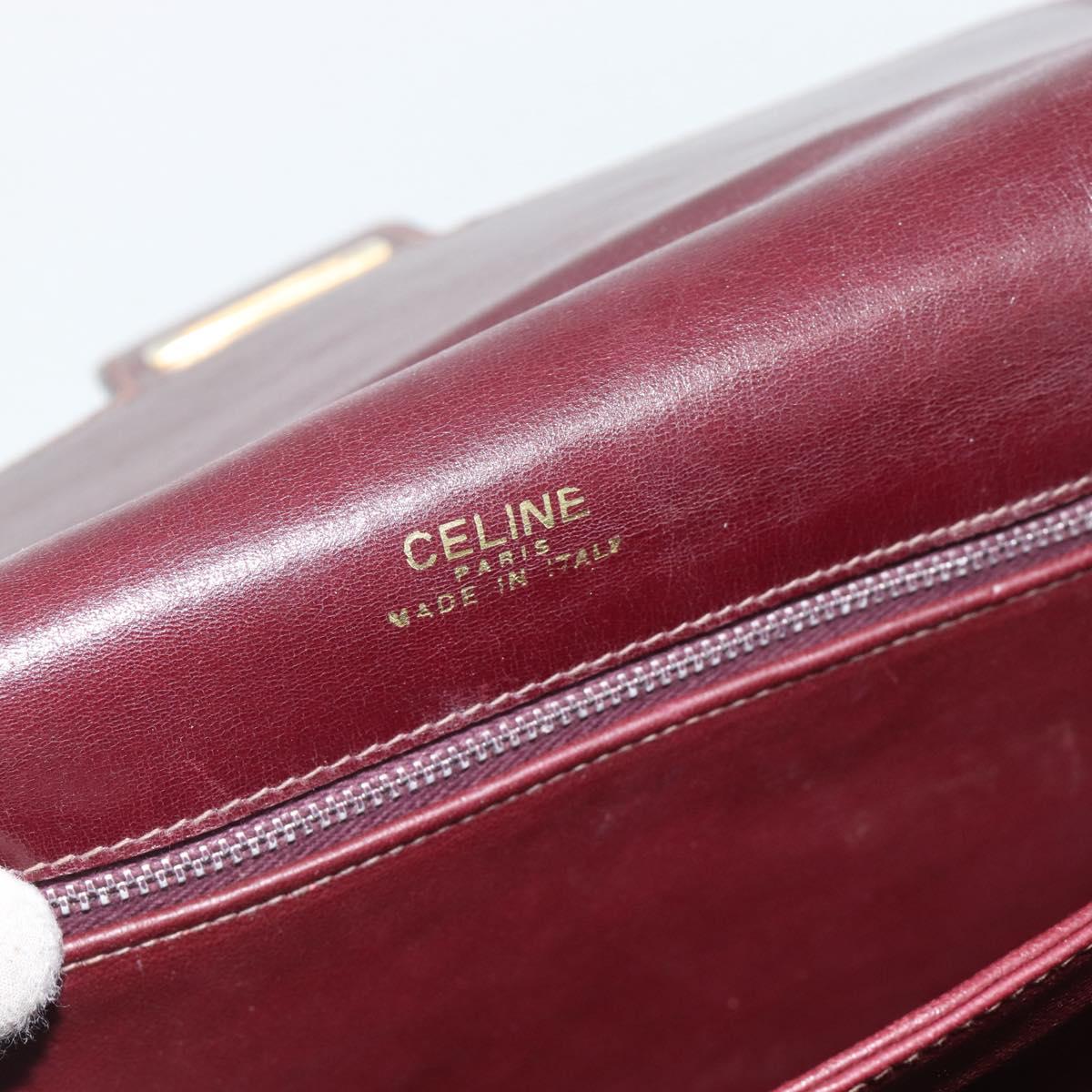 CELINE Horse Carriage Shoulder Bag Leather Bordeaux Gold Auth 174318A