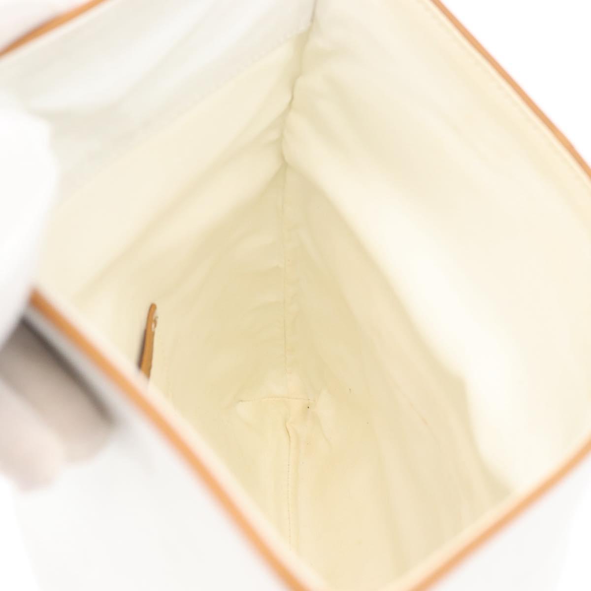 CELINE Clutch Bag Leather White Gold Auth 174339A