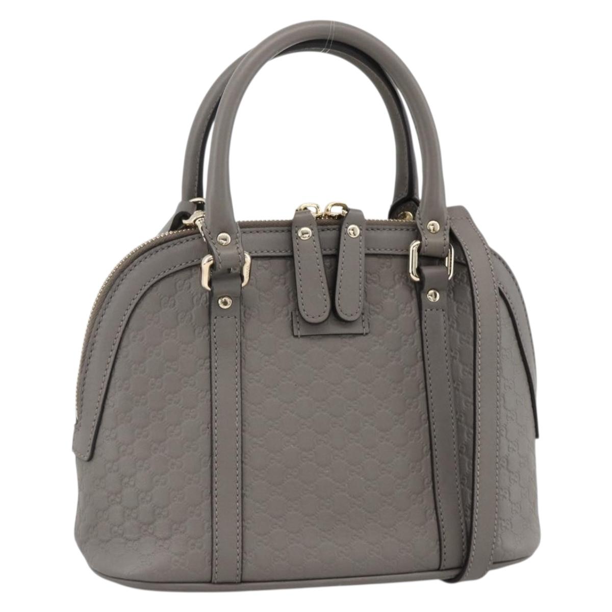 GUCCI Micro GG Canvas Guccissima Bag Leather Outlet Gray 449654 Auth 174361A
