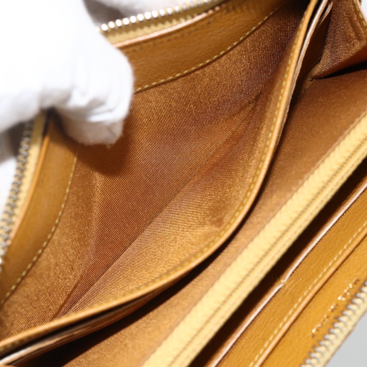 CHANEL Matelasse Long Wallet Patent leather Gold Yellow CC Auth 174373A