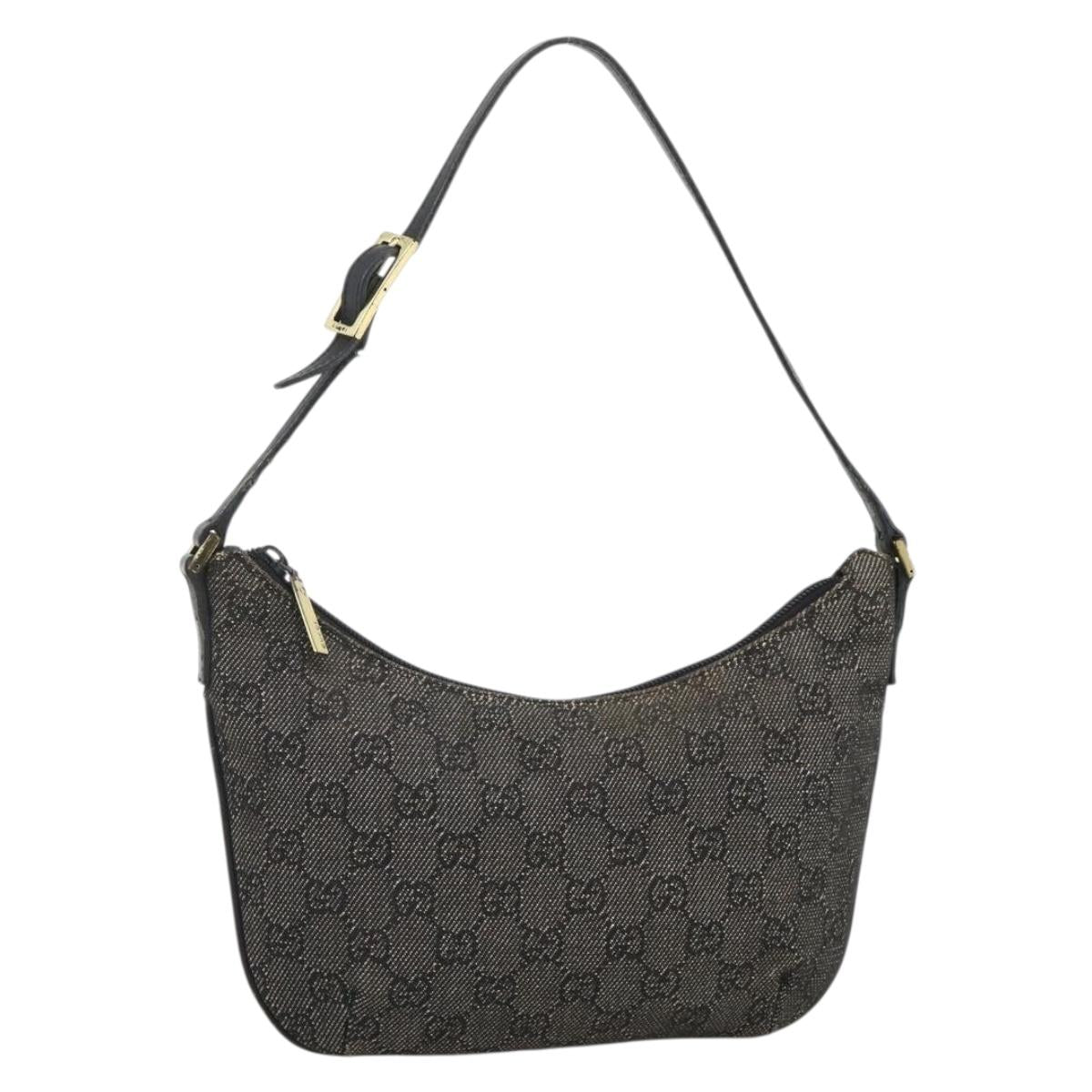 GUCCI GG Canvas Accessory Pouch Black Gold 32160 Auth 174375