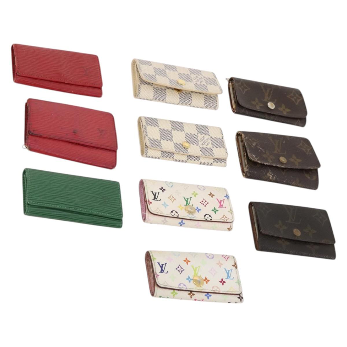 LOUIS VUITTON Monogram epi Key Case 10 Set Red White Green LV Auth 174390