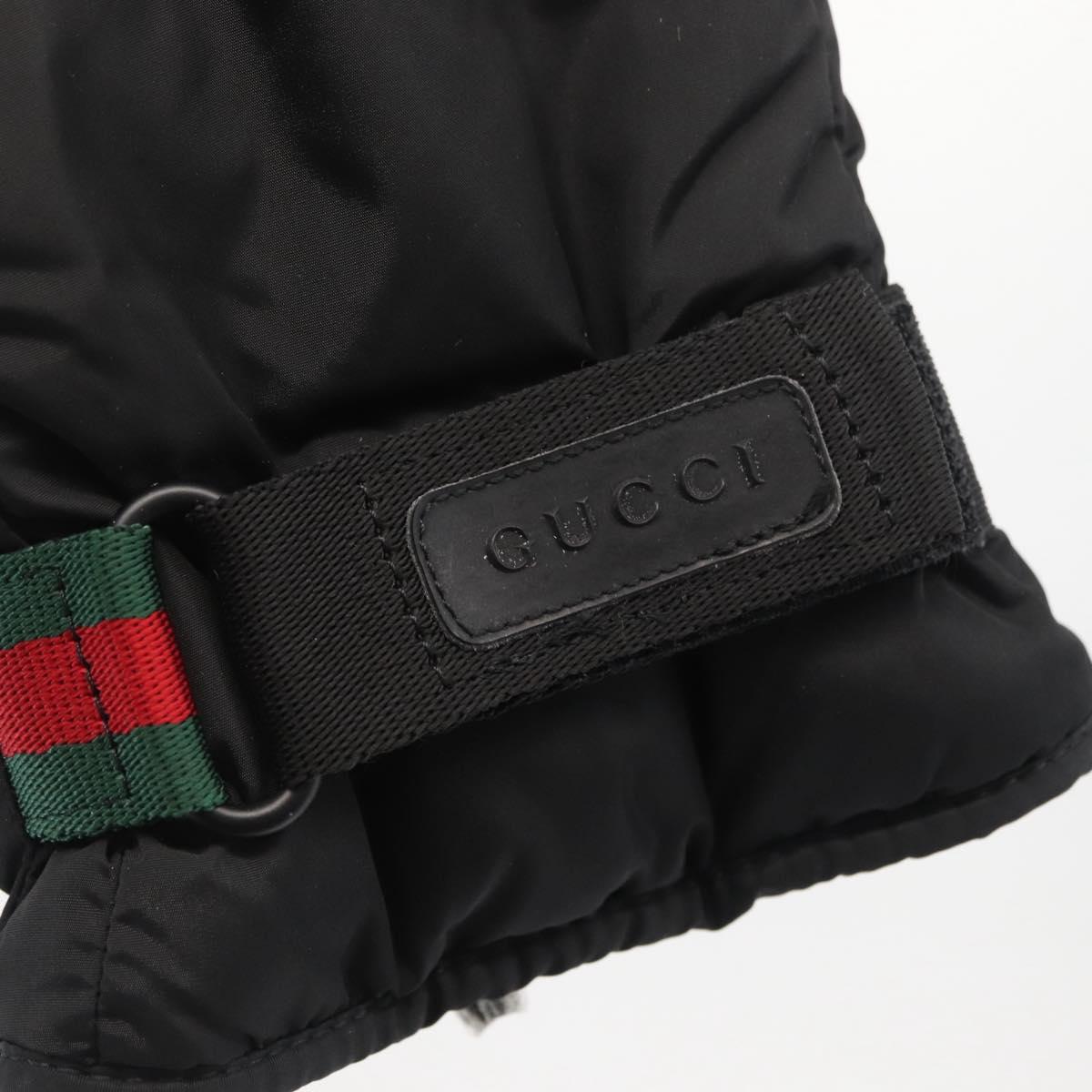 GUCCI Ski Web Sherry Line Gloves Nylon Black Auth 174408A