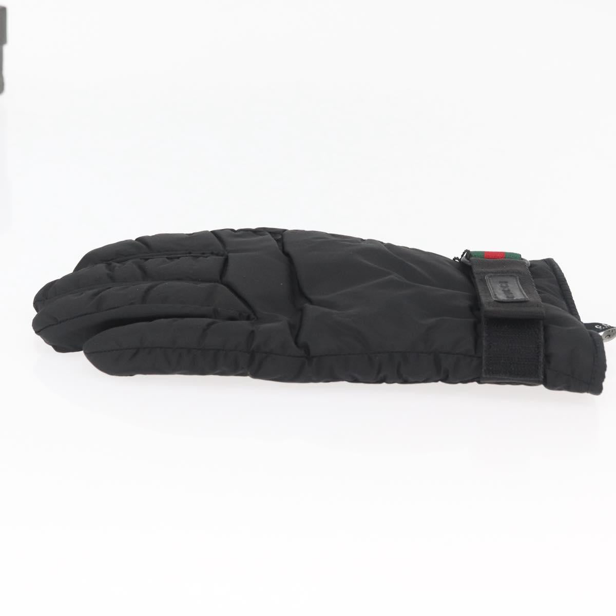 GUCCI Ski Web Sherry Line Gloves Nylon Black Auth 174408A