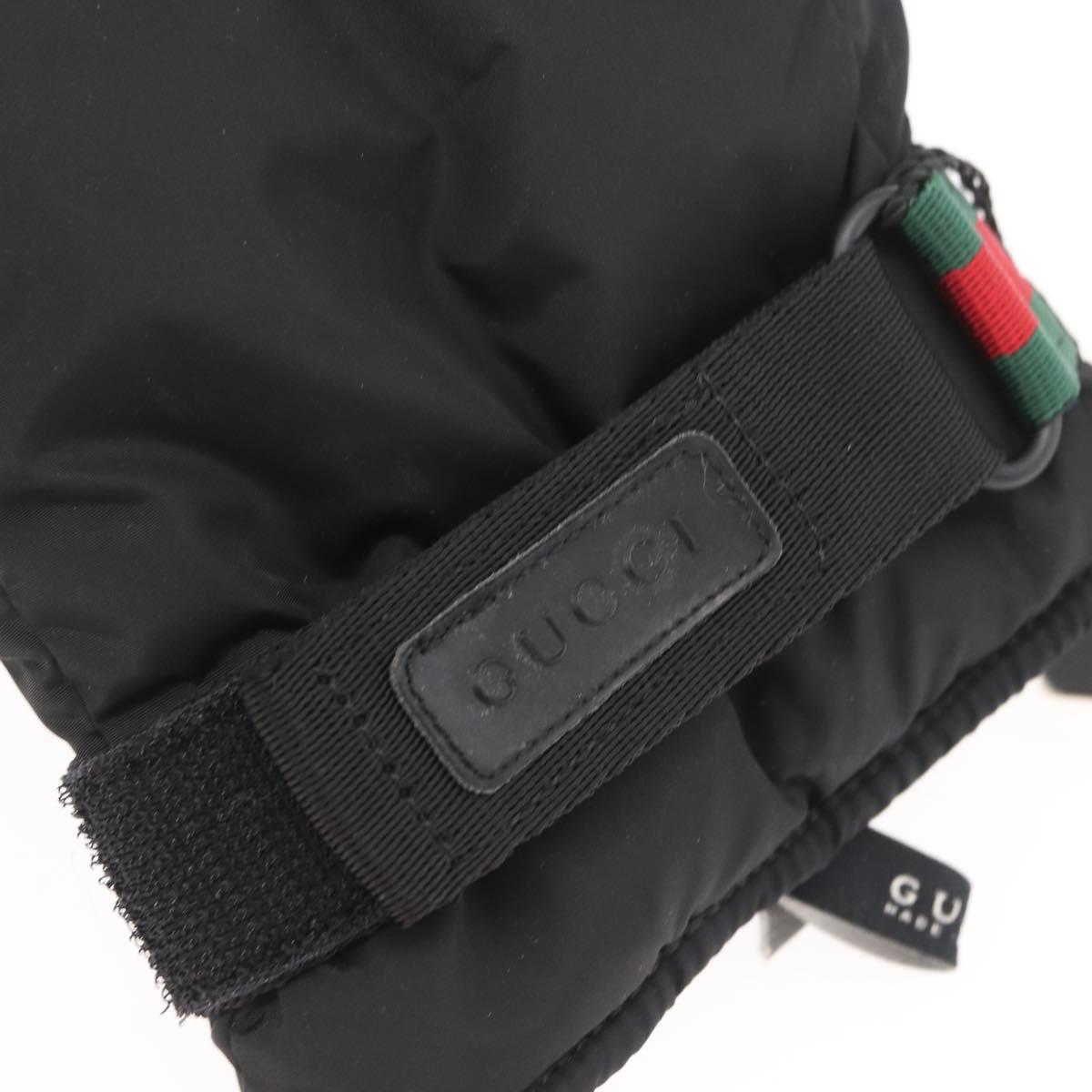 GUCCI Ski Web Sherry Line Gloves Nylon Black Auth 174408A
