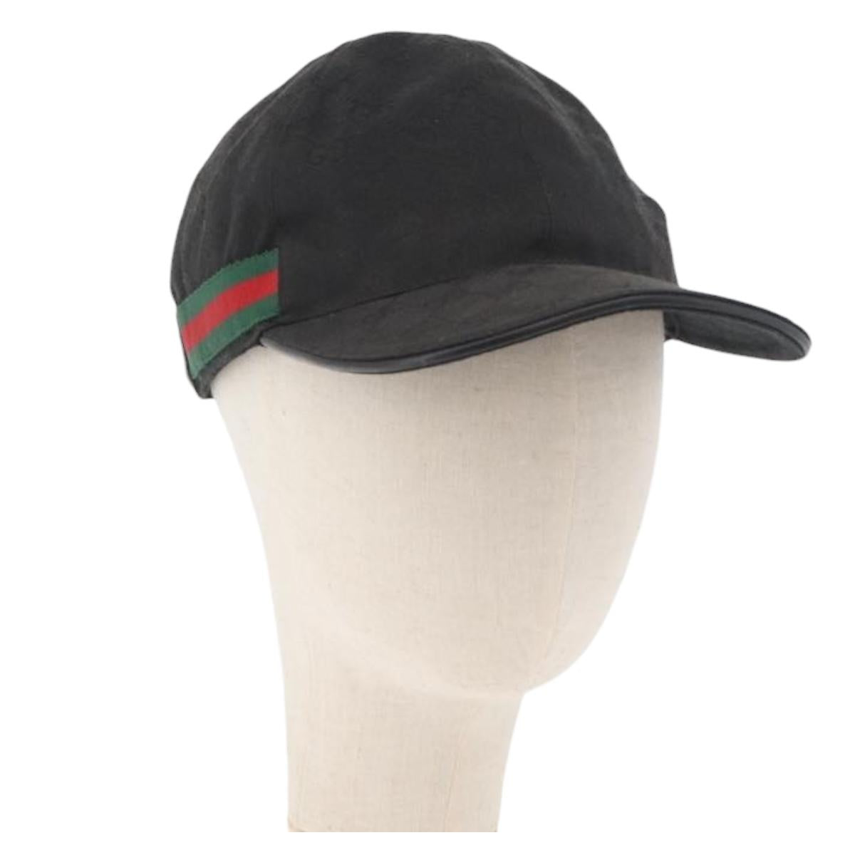 GUCCI GG Canvas Web Sherry Line Cap L Black Red Green 200035 Auth 174417A
