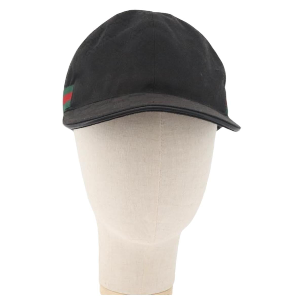 GUCCI GG Canvas Web Sherry Line Cap L Black Red Green 200035 Auth 174417A