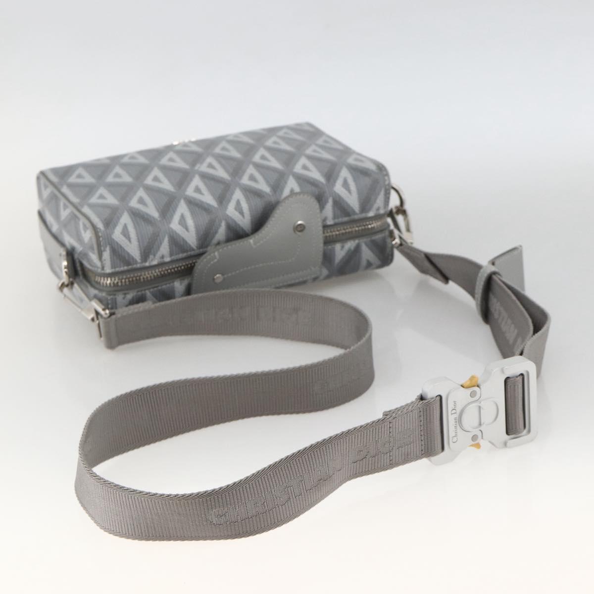 Christian Dior Rango 22 Shoulder Bag PVC Canvas Gray Silver Auth 174428SAM