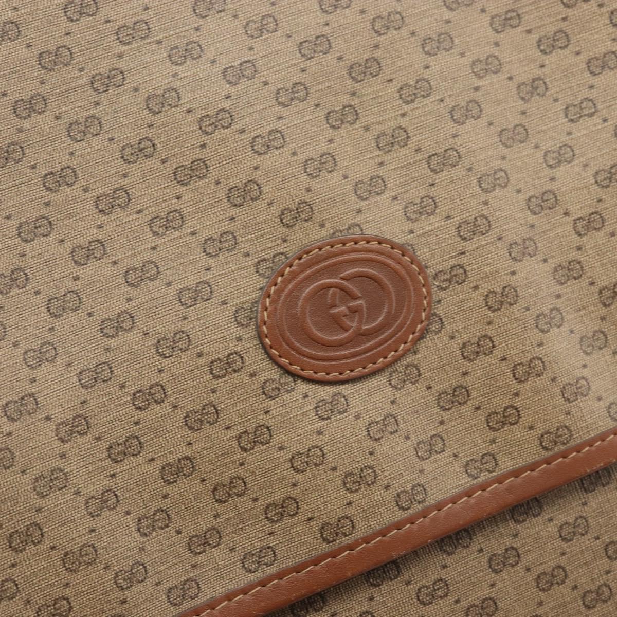 GUCCI Micro GG Supreme Web Sherry Line Shoulder Bag PVC Beige Gold Auth 174437