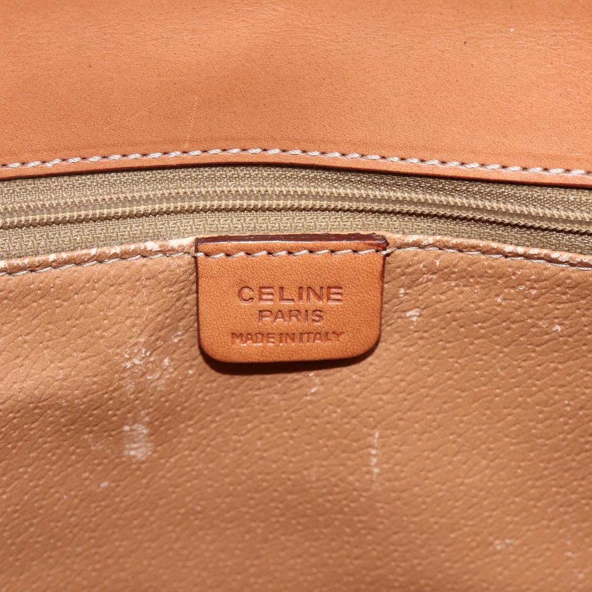 CELINE Macadam Canvas Hand Bag PVC Leather Brown Gold Auth 174439