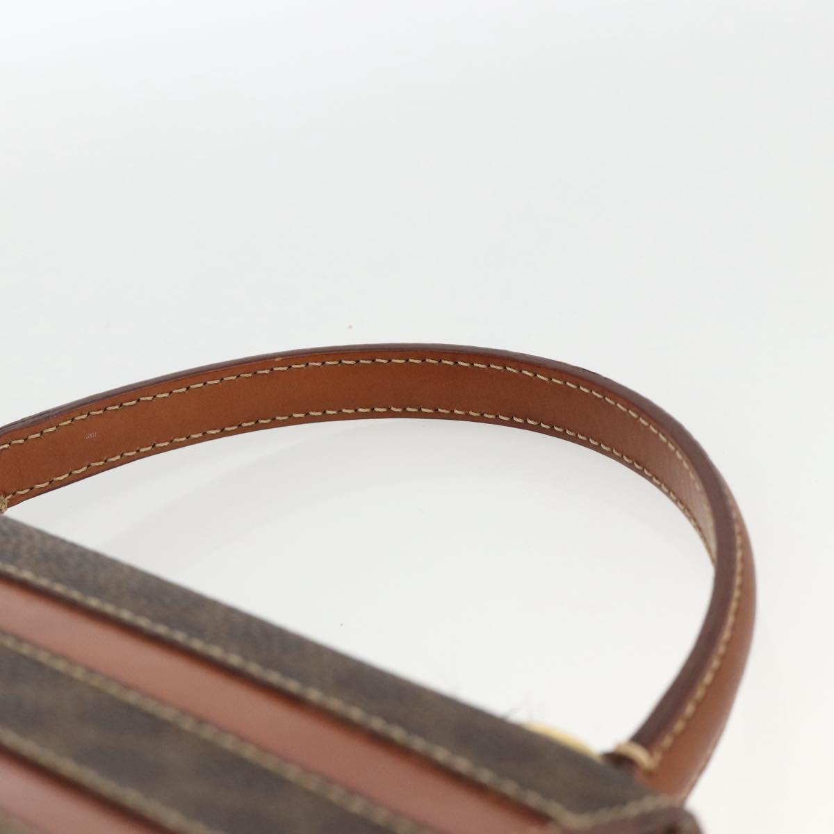 CELINE Macadam Canvas Hand Bag PVC Leather Brown Gold Auth 174439