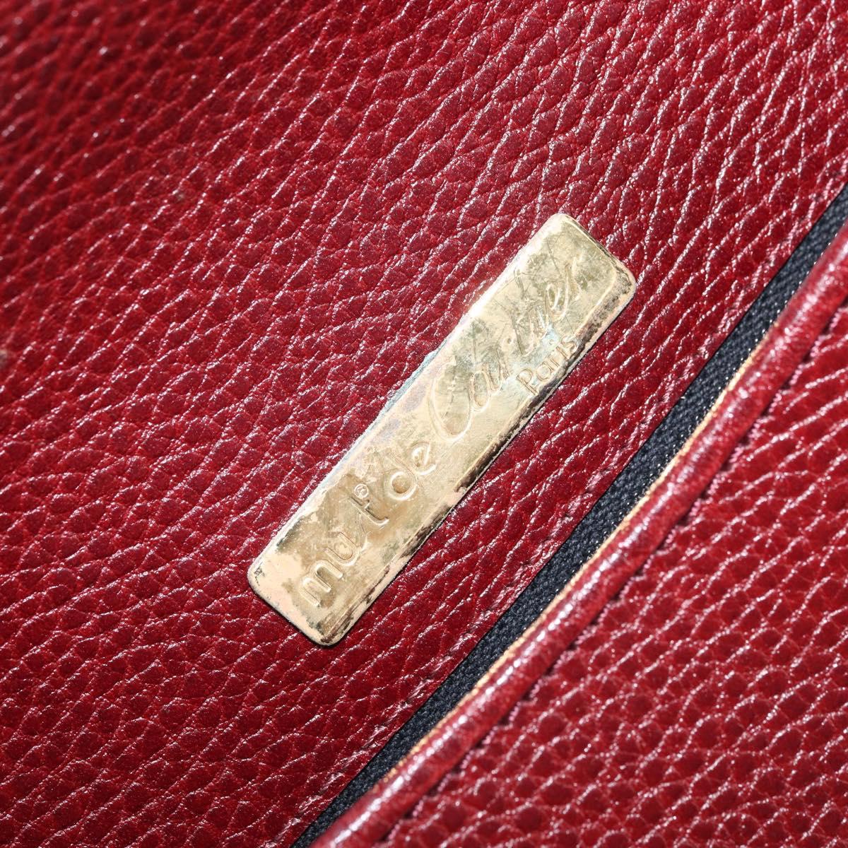 CARTIER Must Line Shoulder Bag Leather Bordeaux Gold Auth 174444