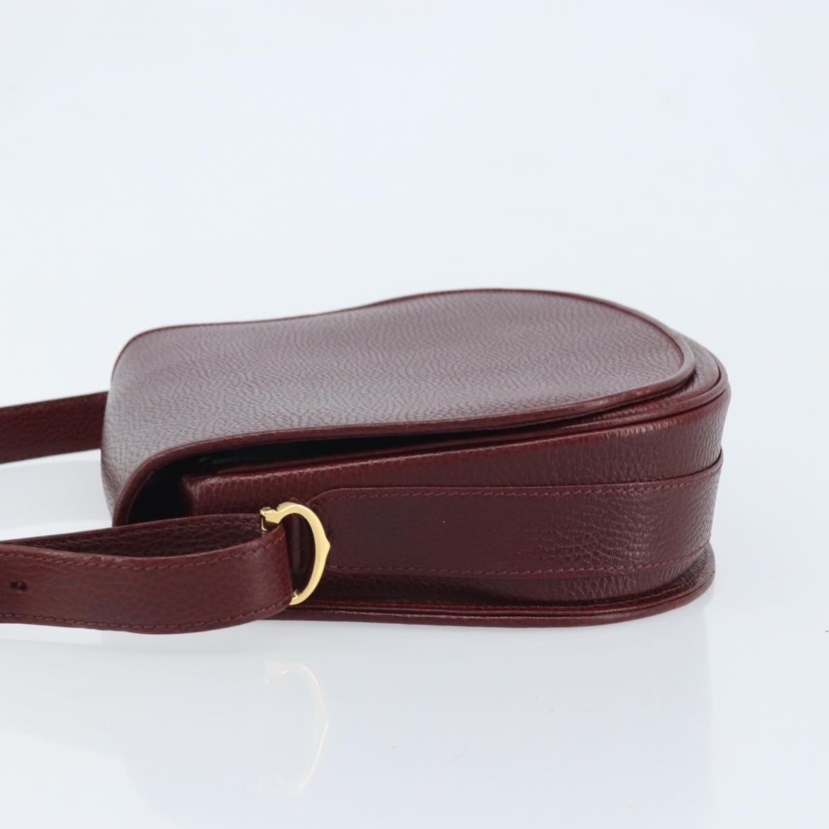 CARTIER Must Line Shoulder Bag Leather Bordeaux Gold Auth 174444
