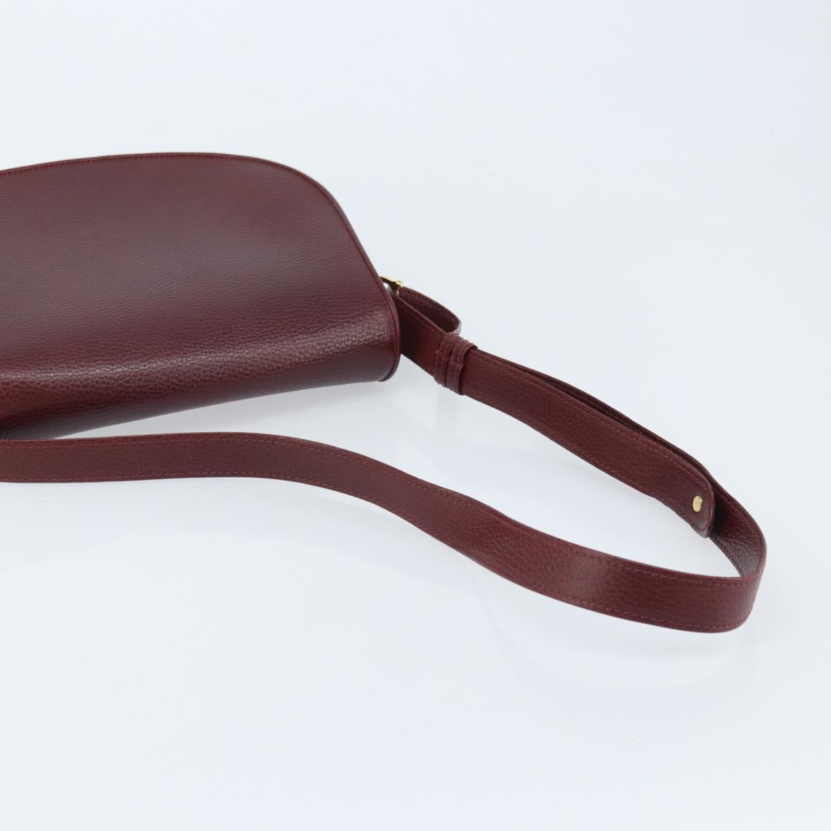 CARTIER Must Line Shoulder Bag Leather Bordeaux Gold Auth 174444