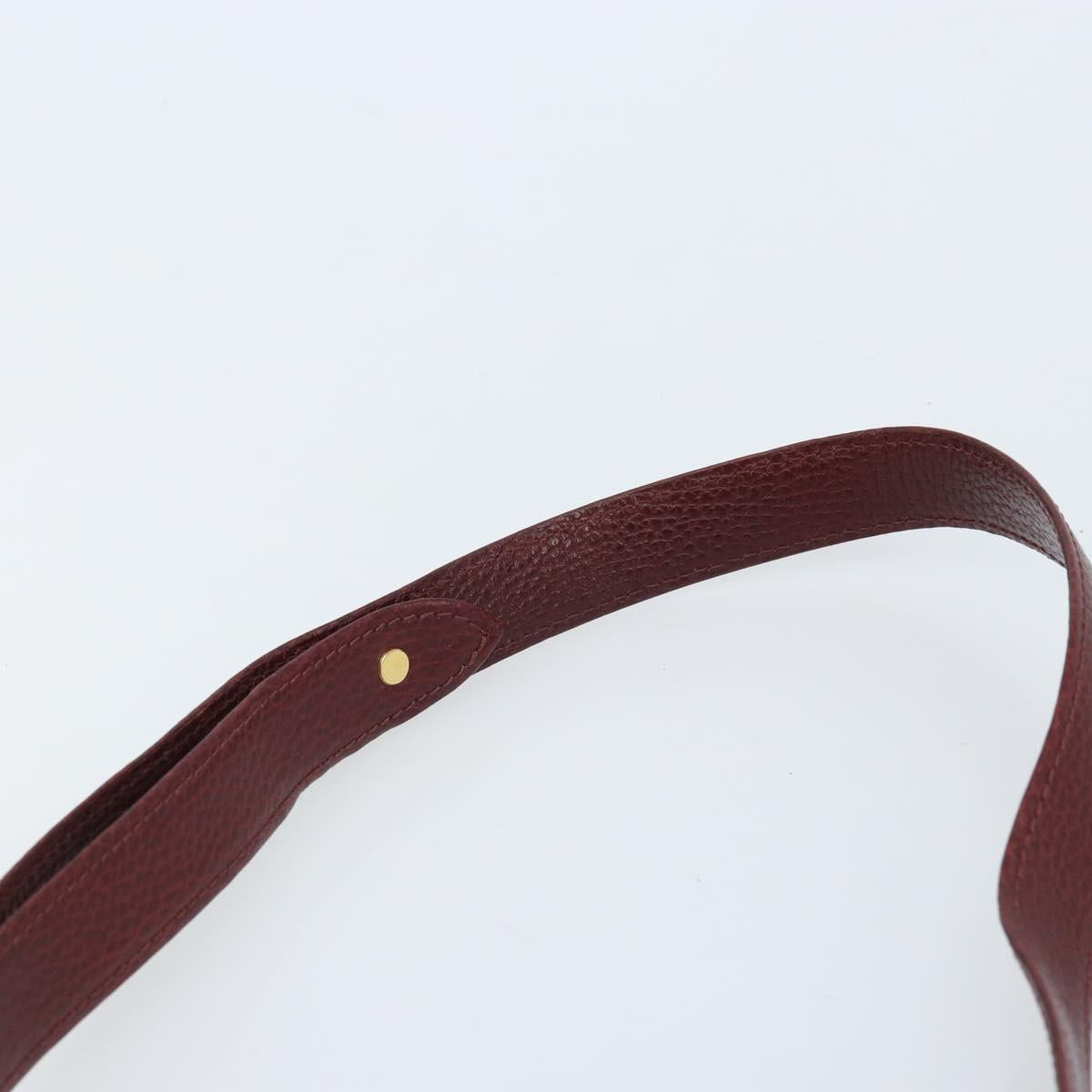 CARTIER Must Line Shoulder Bag Leather Bordeaux Gold Auth 174444