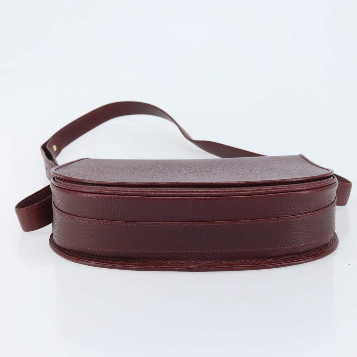 CARTIER Must Line Shoulder Bag Leather Bordeaux Gold Auth 174444