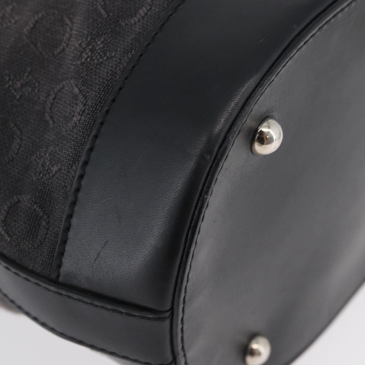 CELINE C Macadam Canvas Tote Bag Black Silver Auth 174445