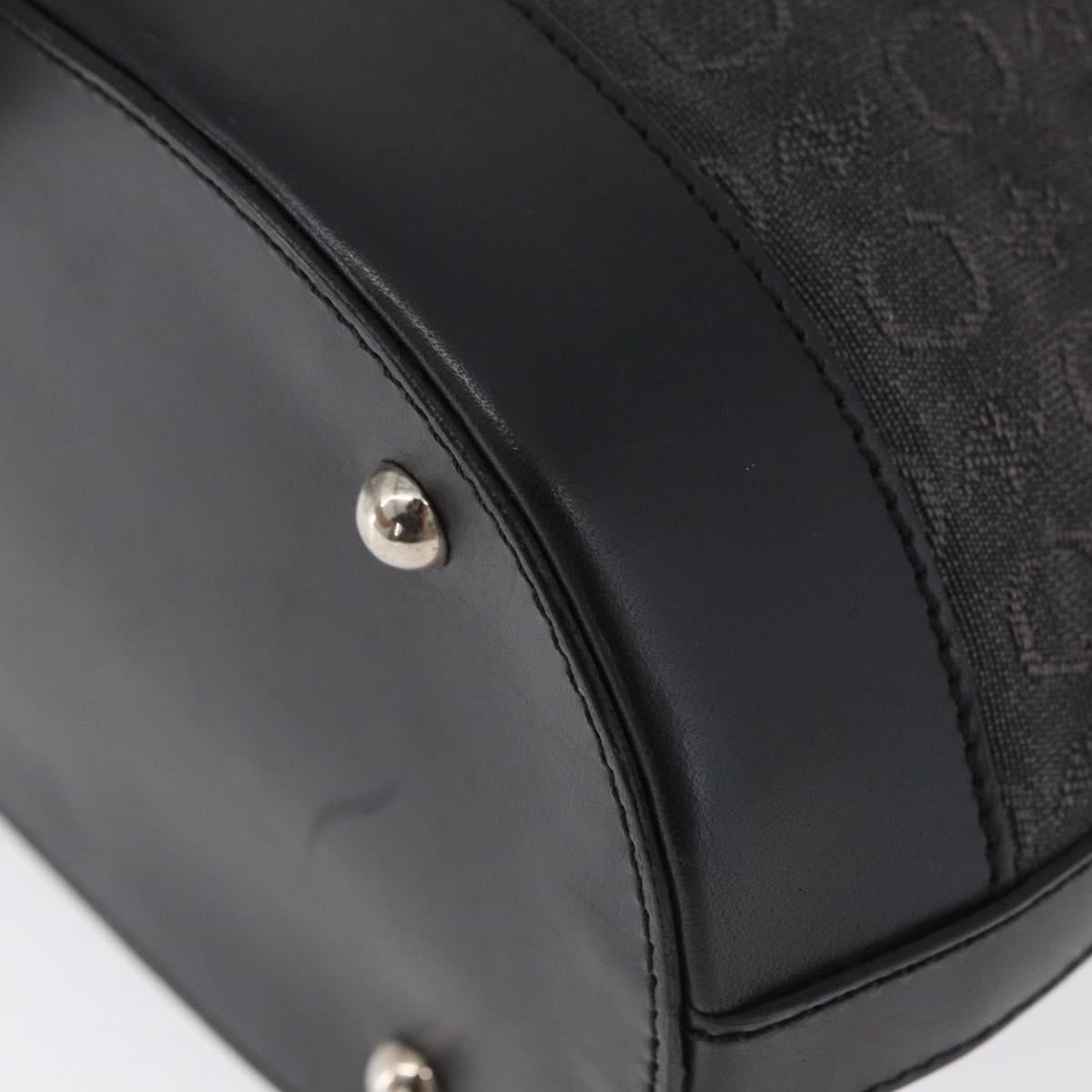 CELINE C Macadam Canvas Tote Bag Black Silver Auth 174445