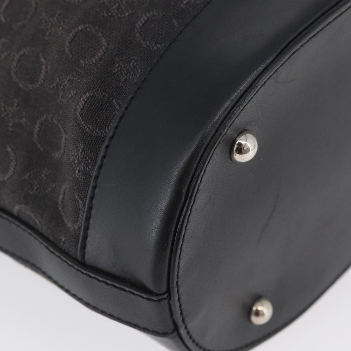 CELINE C Macadam Canvas Tote Bag Black Silver Auth 174445
