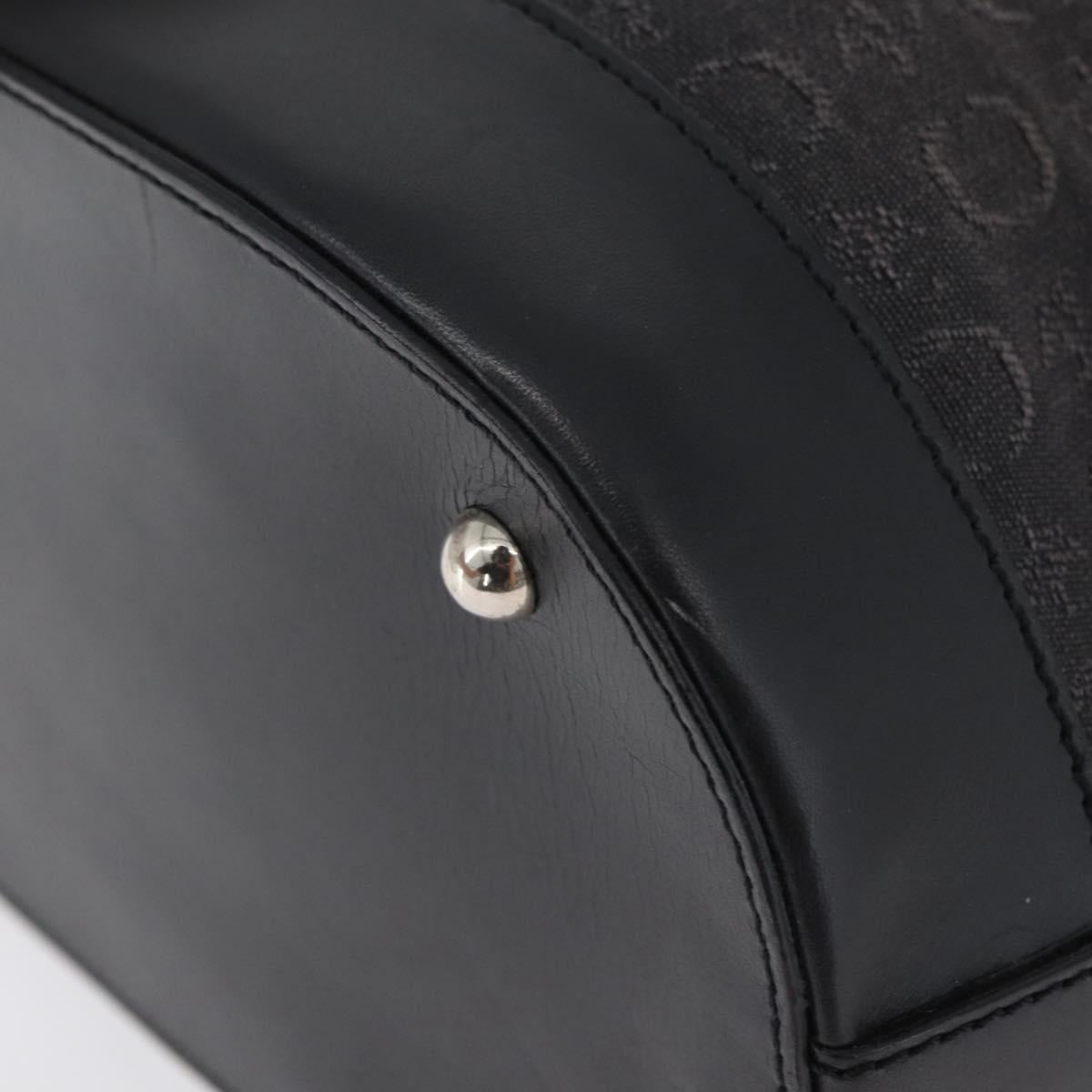 CELINE C Macadam Canvas Tote Bag Black Silver Auth 174445