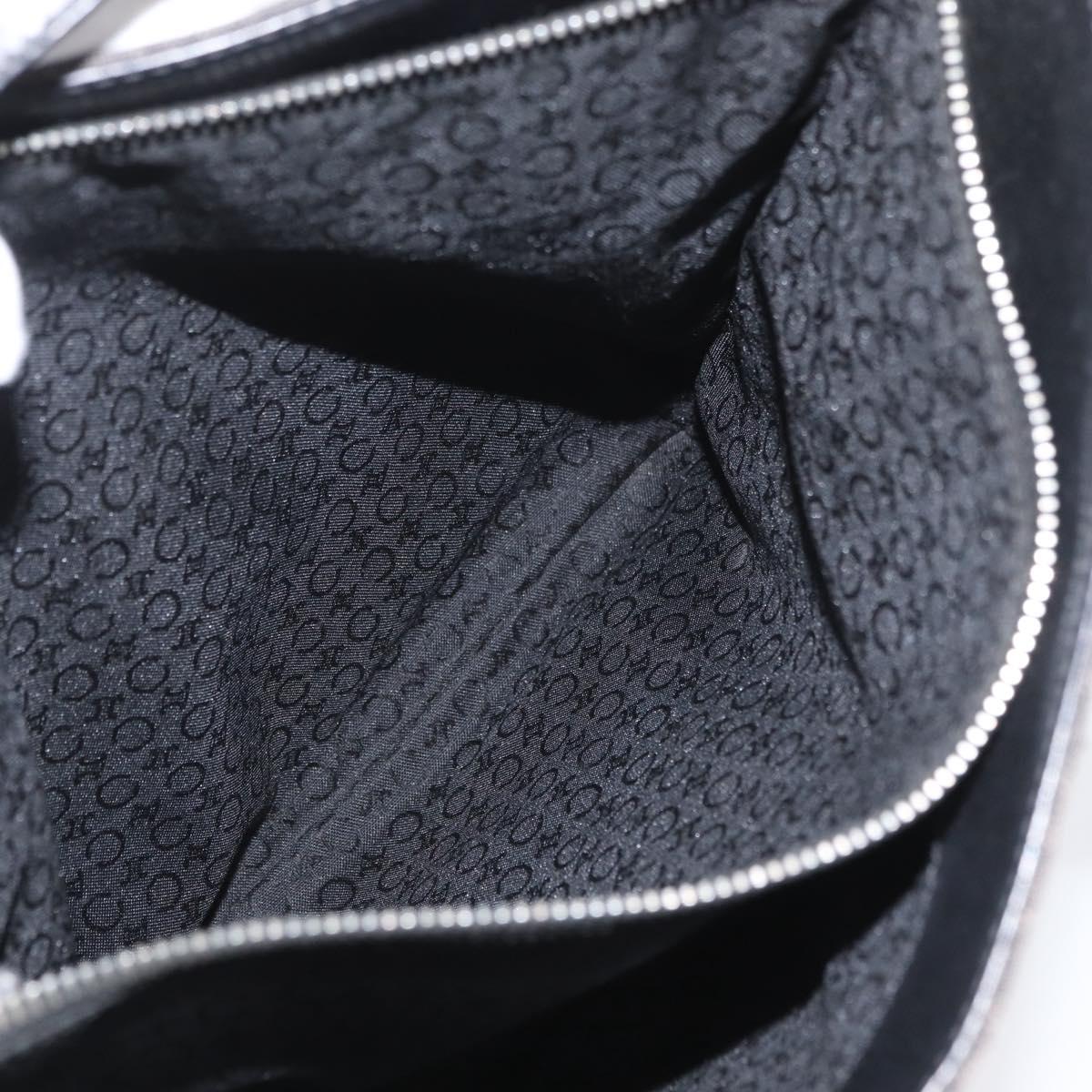 CELINE C Macadam Canvas Tote Bag Black Silver Auth 174445