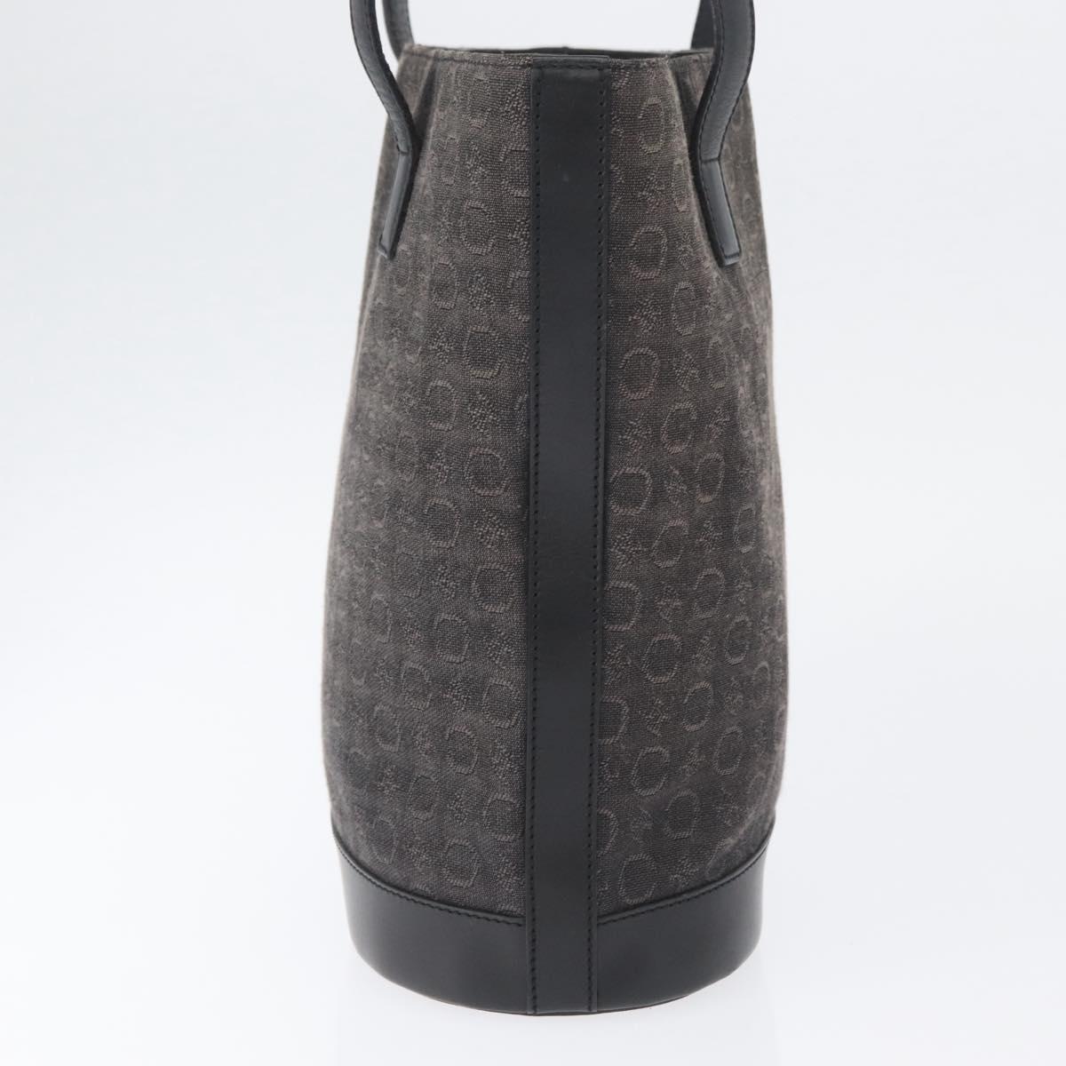 CELINE C Macadam Canvas Tote Bag Black Silver Auth 174445