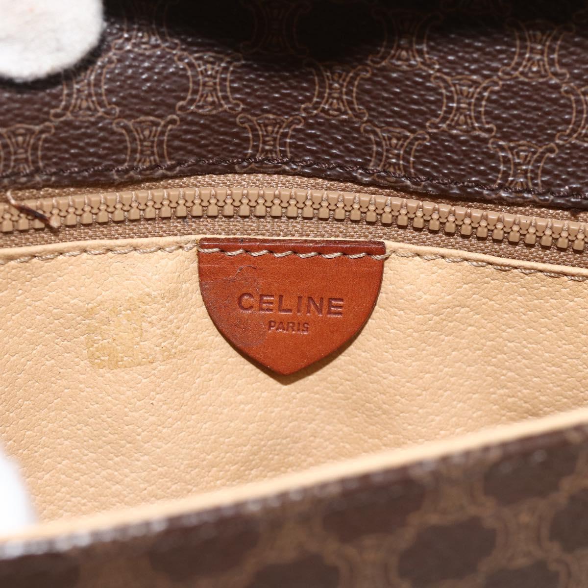 CELINE Macadam Canvas Shoulder Bag PVC Leather Brown Gold Auth 174453