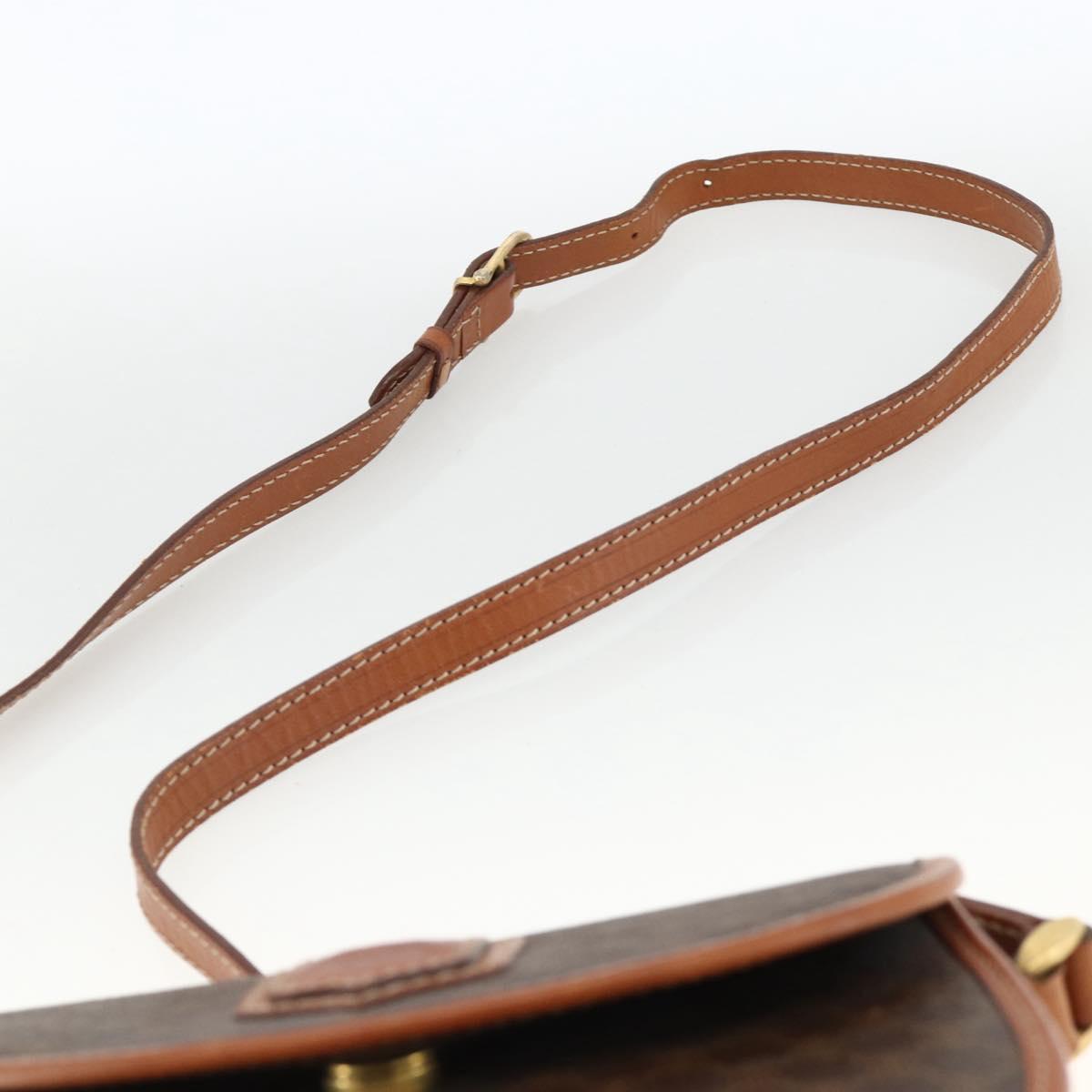 CELINE Macadam Canvas Shoulder Bag PVC Leather Brown Gold Auth 174453