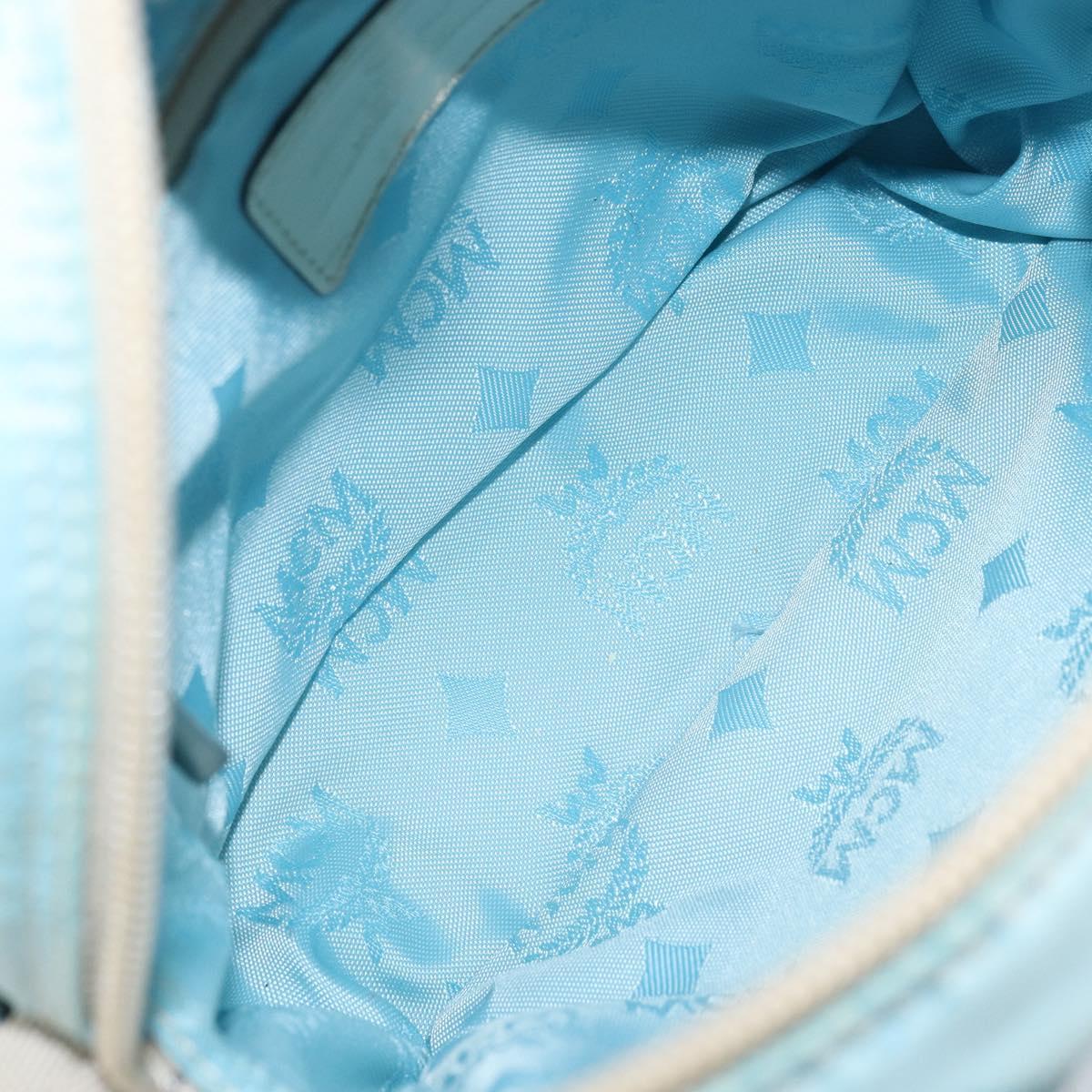 MCM Vicetos Logogram Shoulder Bag Nylon Light Blue Silver Auth 174459