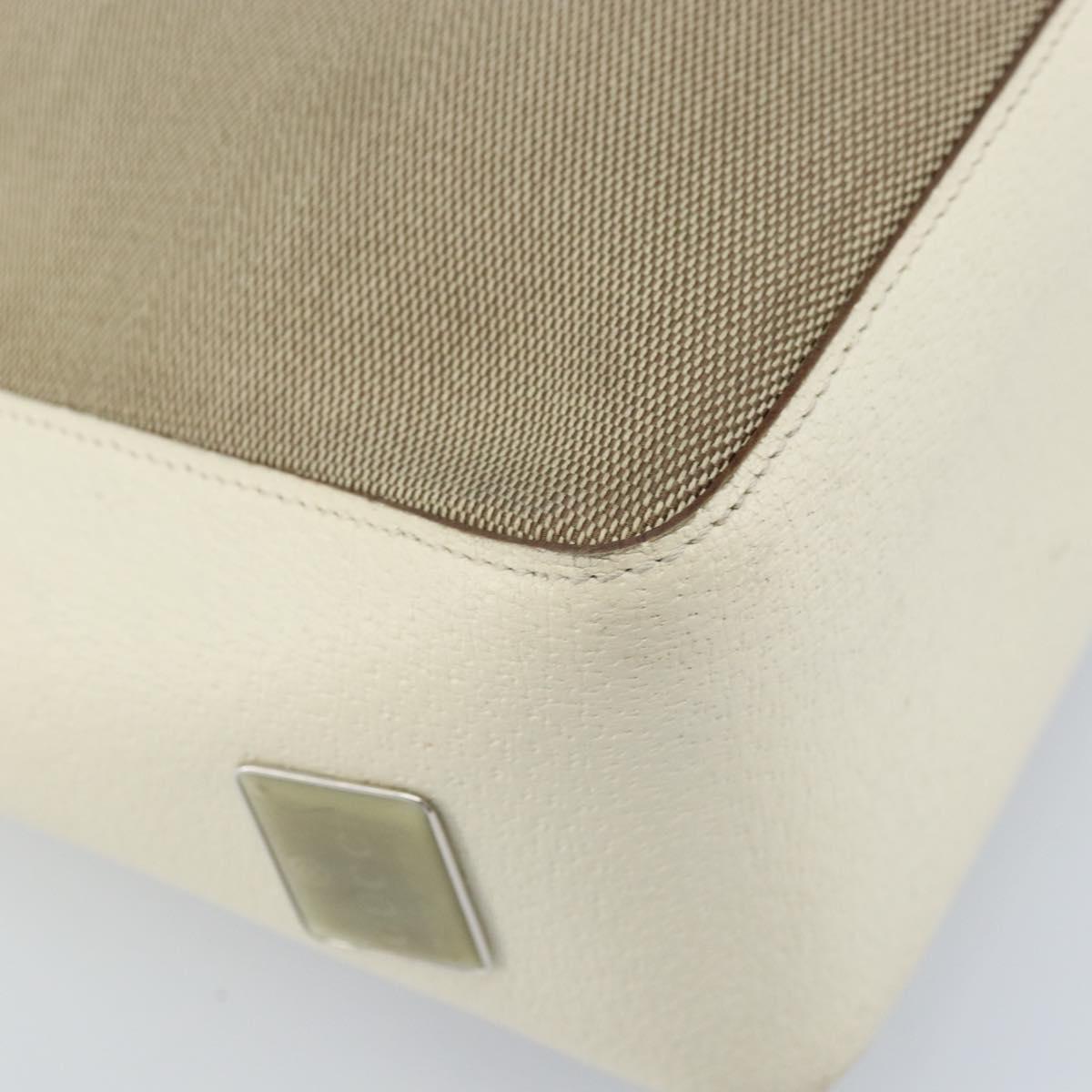 GUCCI Shoulder Bag Canvas Leather Beige White Silver 001 3766 Auth 174462