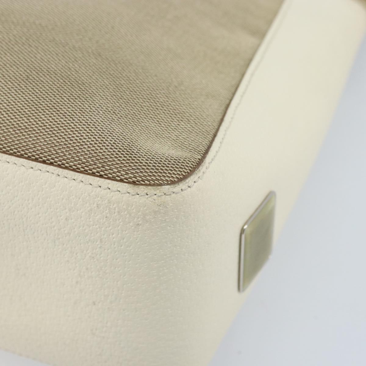GUCCI Shoulder Bag Canvas Leather Beige White Silver 001 3766 Auth 174462