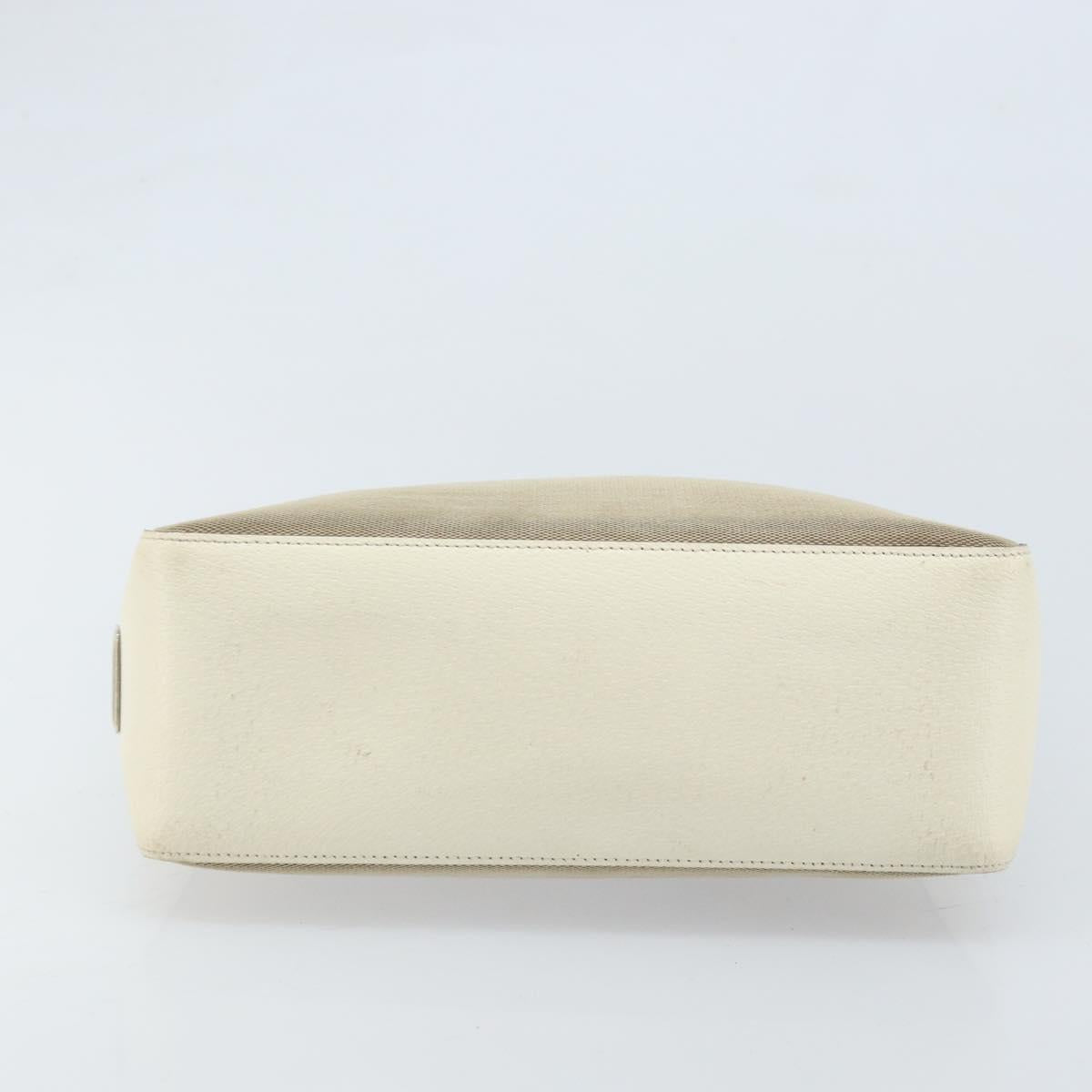 GUCCI Shoulder Bag Canvas Leather Beige White Silver 001 3766 Auth 174462