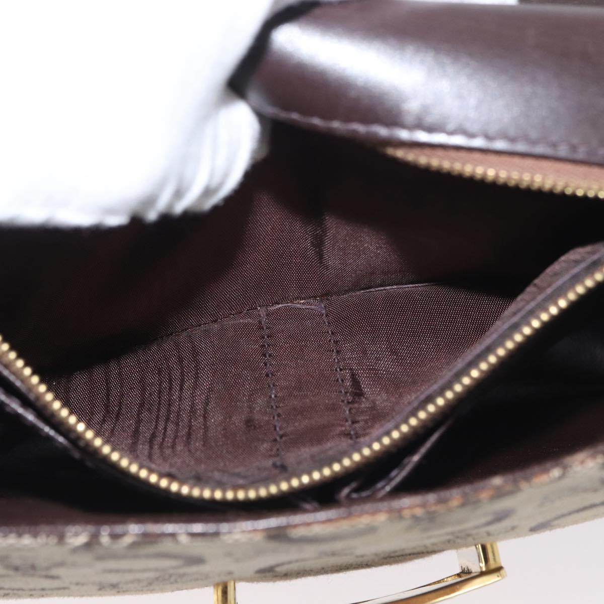 CELINE C Sulky Shoulder Bag Canvas Beige Gold Auth 174468