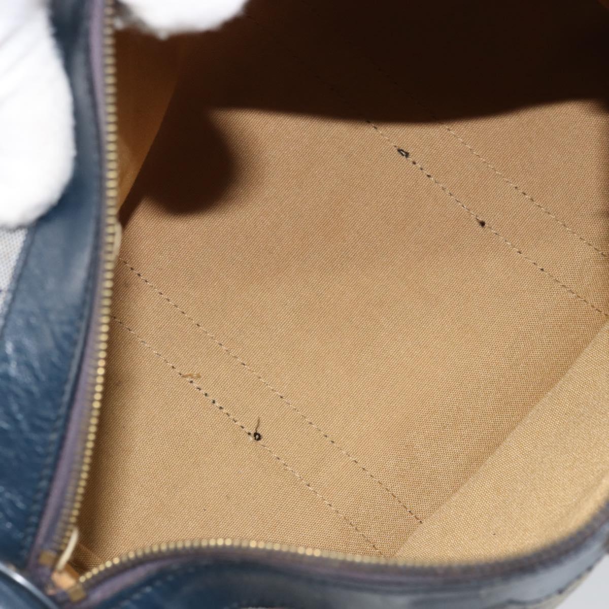 CELINE C Sulky Hand Bag Canvas Navy Gold Auth 174475