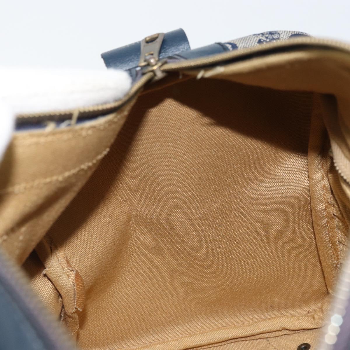 CELINE C Sulky Hand Bag Canvas Navy Gold Auth 174475