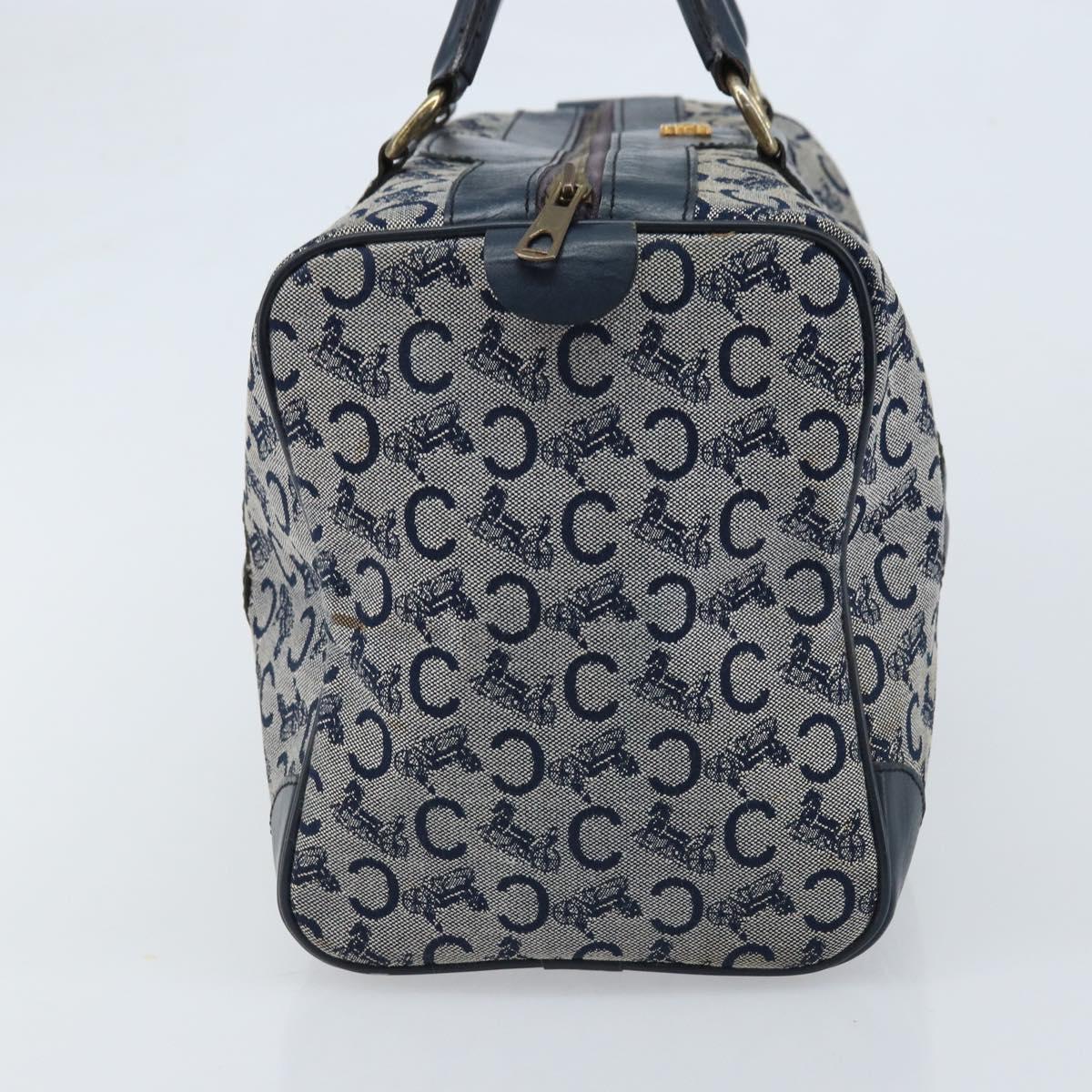 CELINE C Sulky Hand Bag Canvas Navy Gold Auth 174475