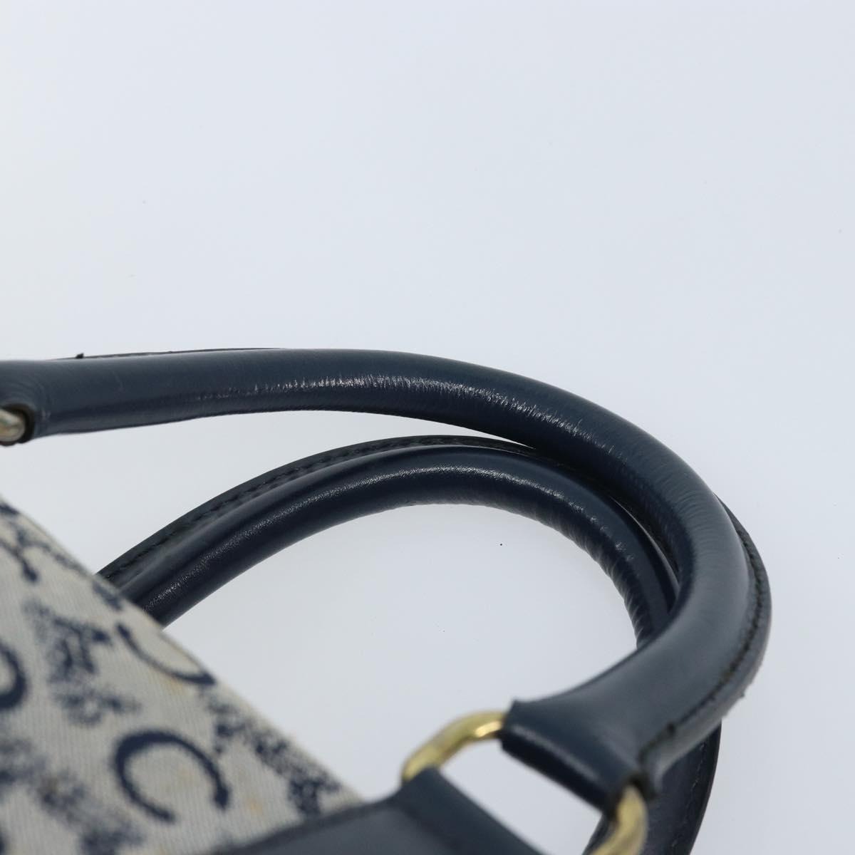 CELINE C Sulky Hand Bag Canvas Navy Gold Auth 174475